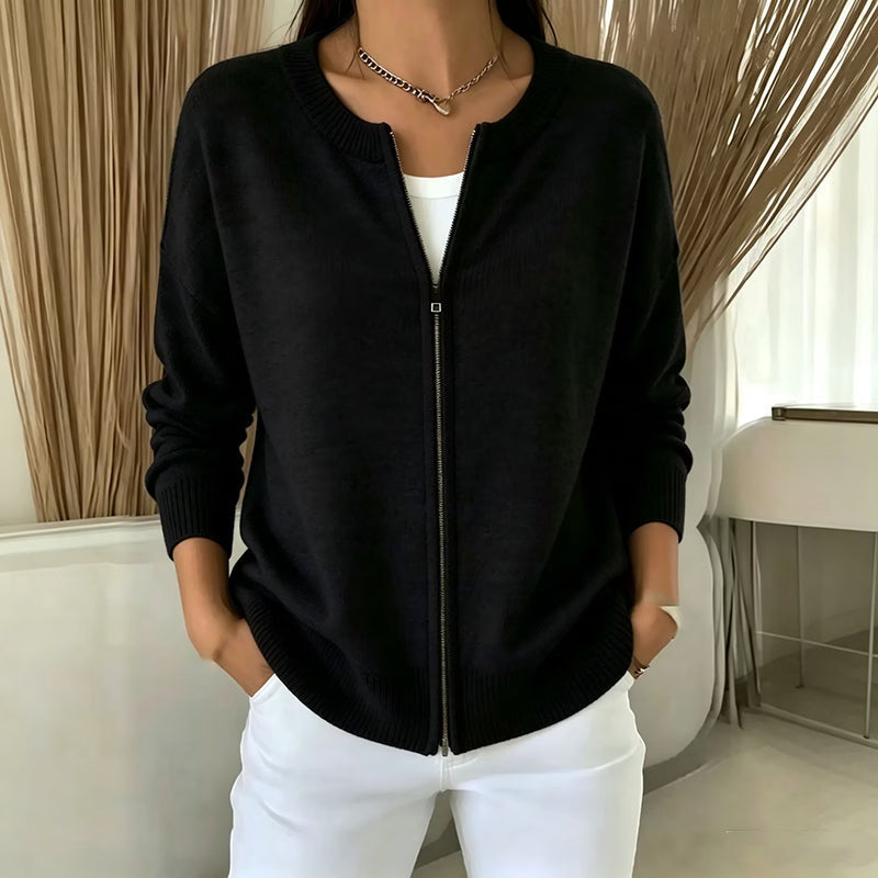 Xyla - Giacca in tricot con zip, fit rilassato
