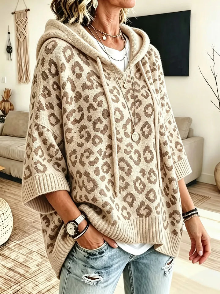 Jocasta - Felpa con cappuccio oversize leopardata