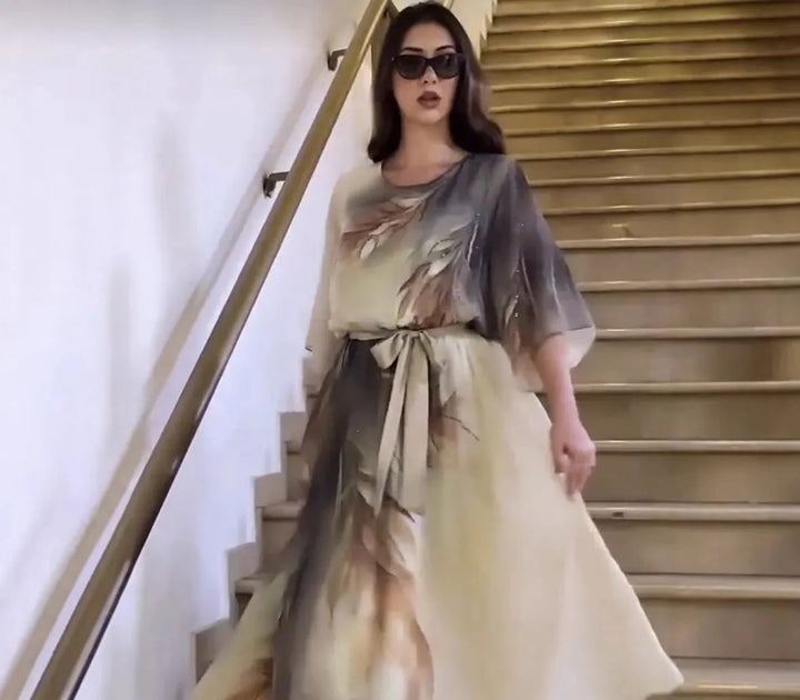 Halinor - Abito lungo elegante in chiffon