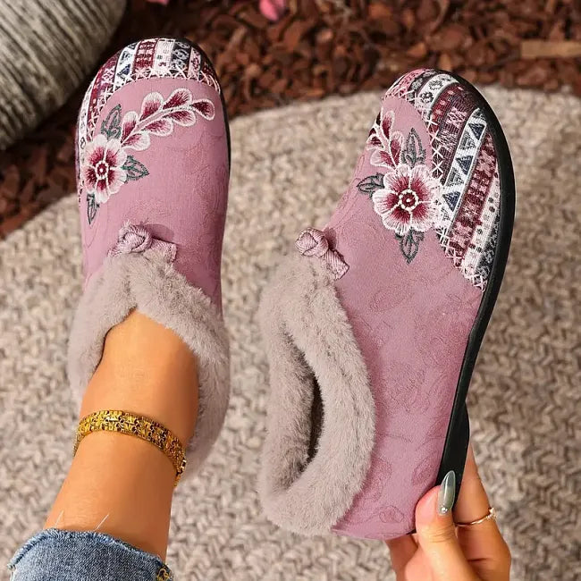 Isola - Scarpe slip-on foderate in pile a fiori
