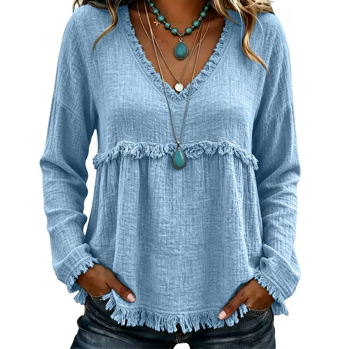 Ariselle - Blusa con frange a V