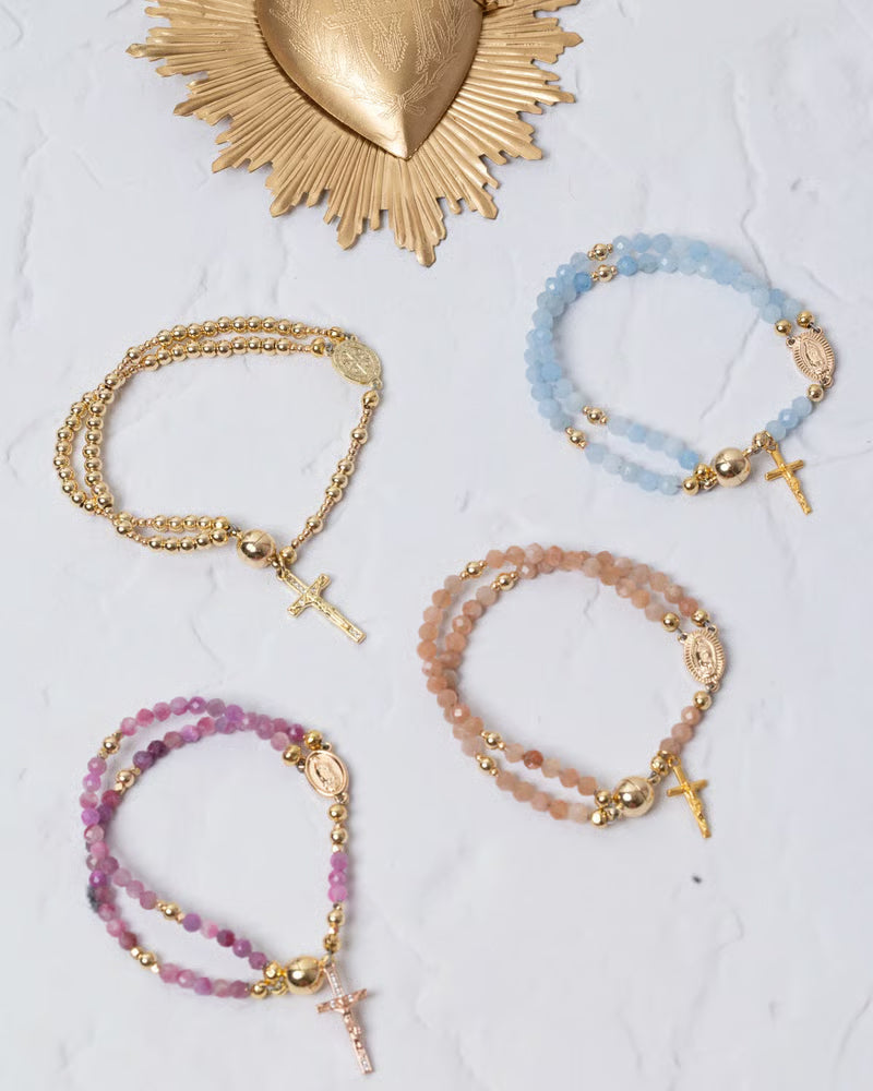 Farah - Bracciale con perline e croce