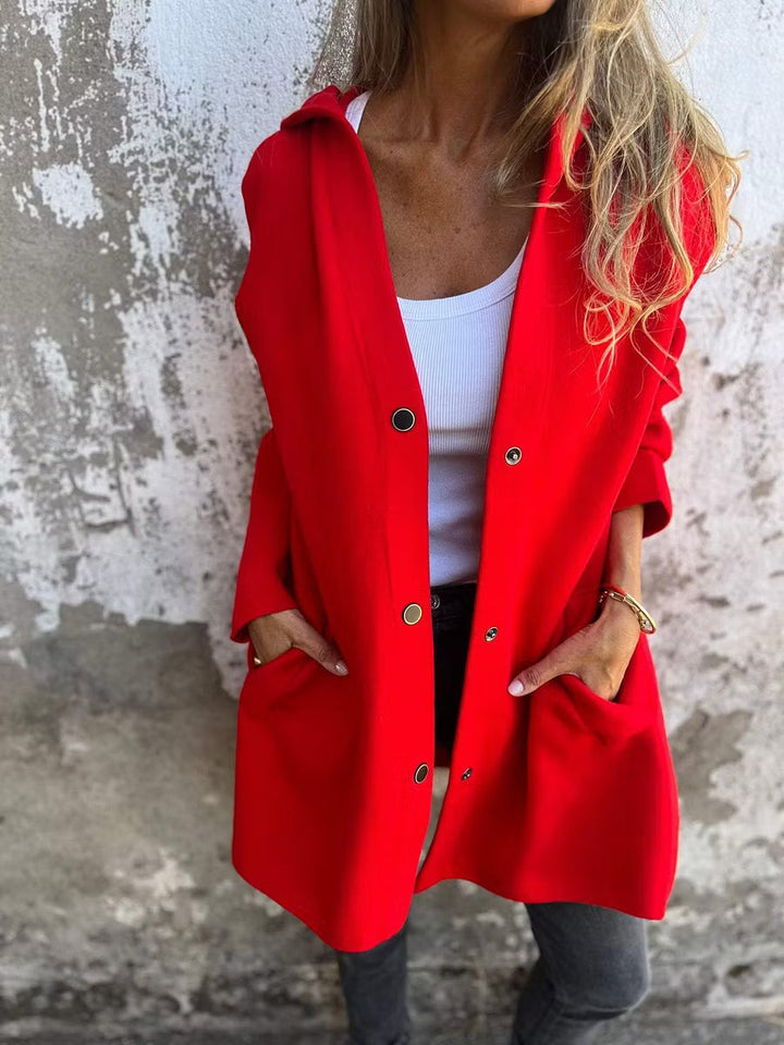 Aloura - Giacca con cappuccio e bottoni, vestibilità rilassata