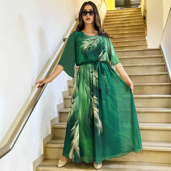 Halinor - Abito lungo elegante in chiffon