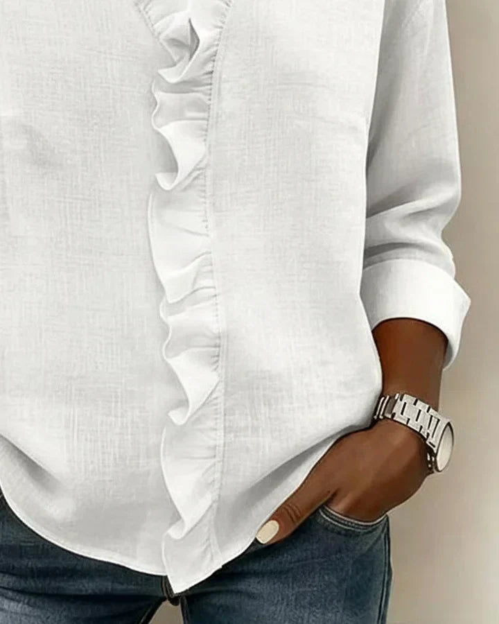 Maeryn - Blusa premium con volant e scollo a V