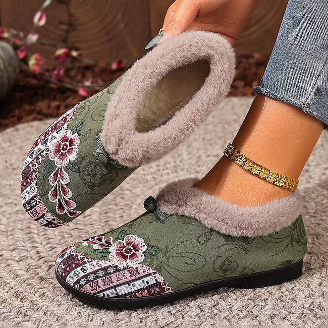 Isola - Scarpe slip-on foderate in pile a fiori