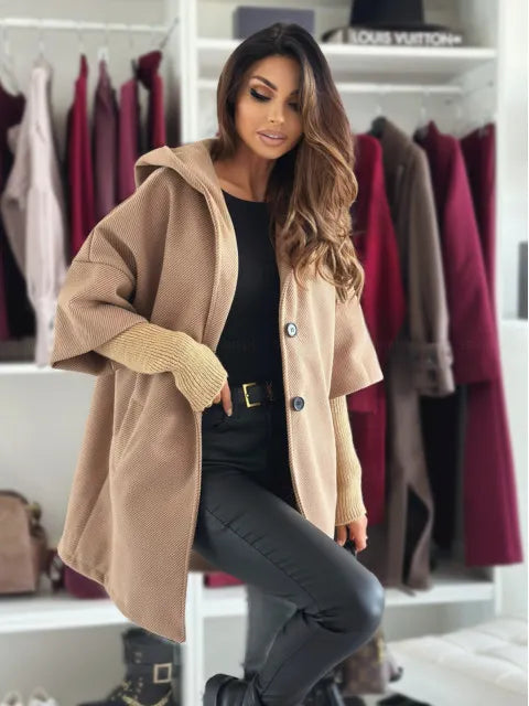 Esteliane - Cardigan con cappuccio a maniche ampie
