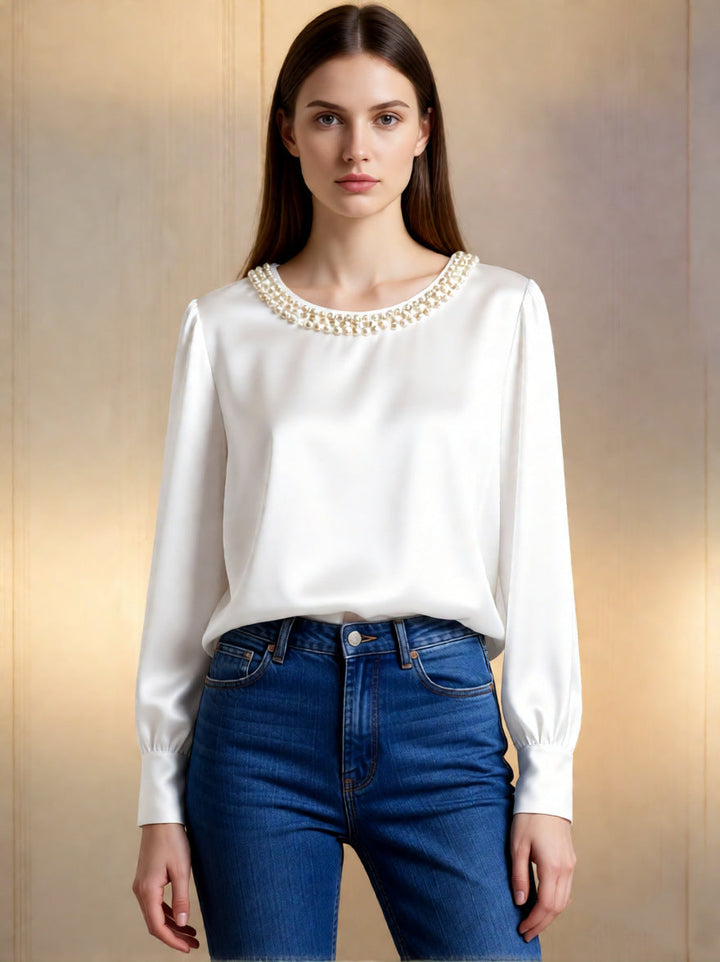 Avara - Blusa elegante in perle
