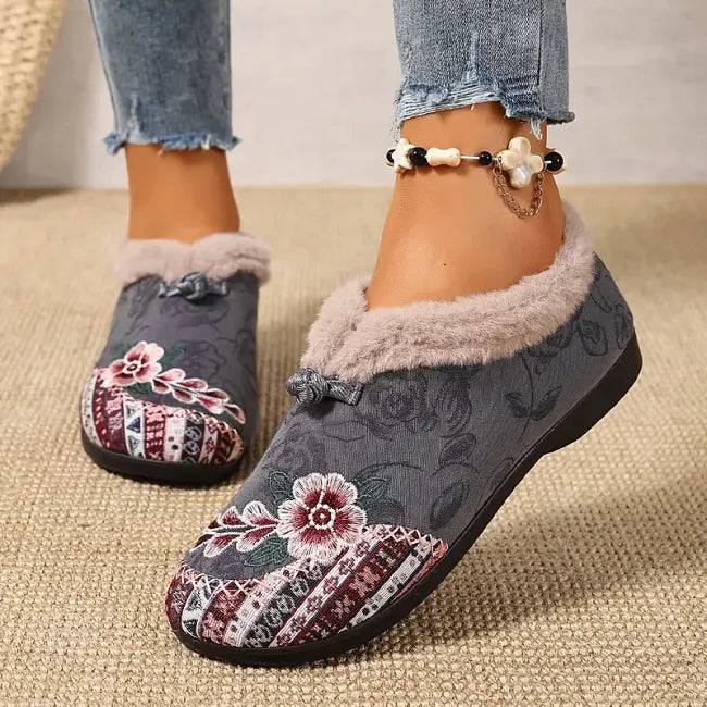 Isola - Scarpe slip-on foderate in pile a fiori