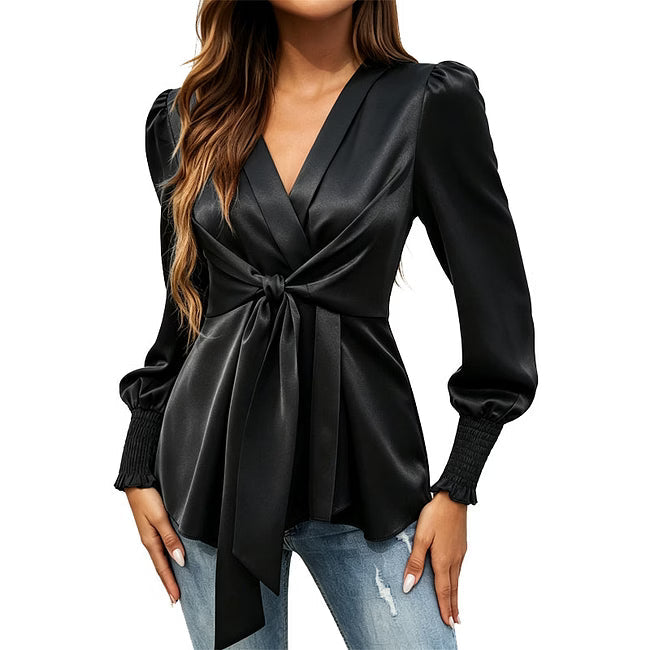 Apolline - Blusa a portafoglio in raso elegante