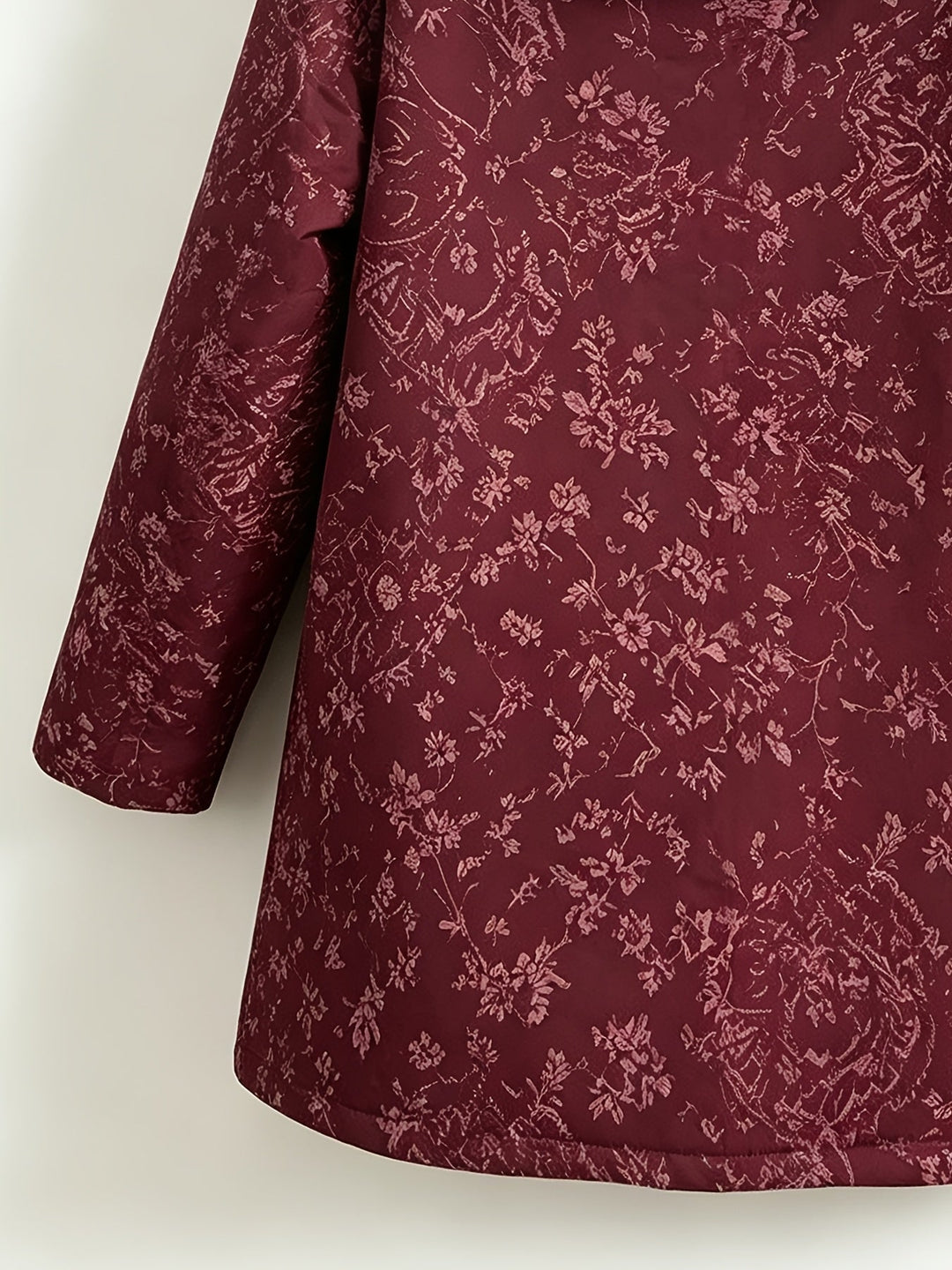 Runa - Cappotto lungo con cappuccio floreale