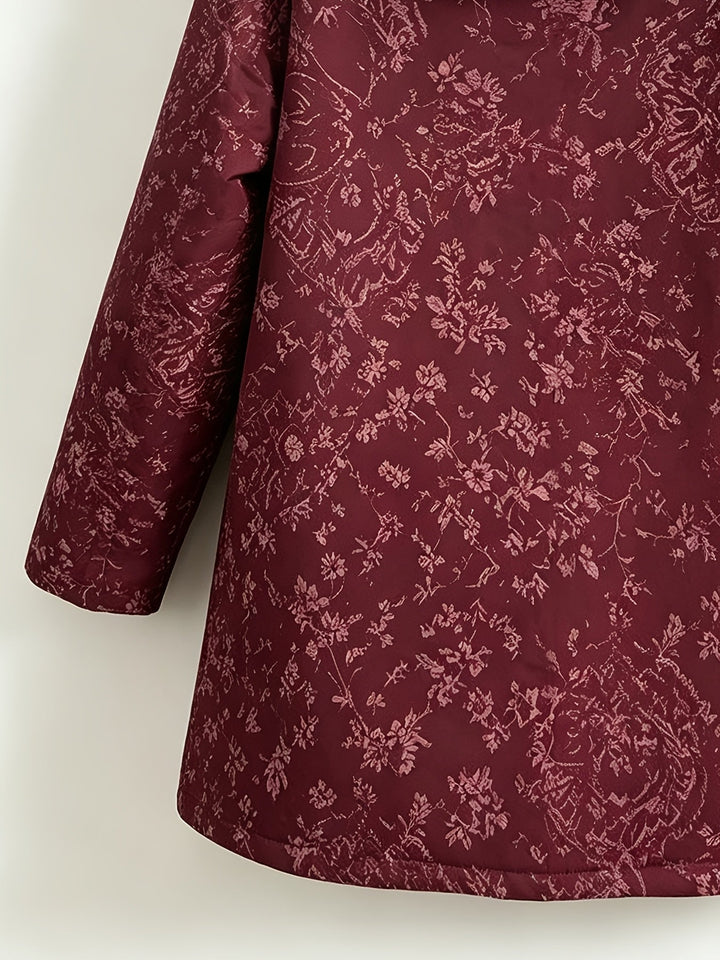 Runa - Cappotto lungo con cappuccio floreale