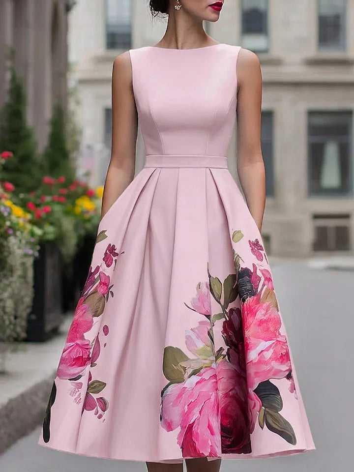 Xavia - Abito midi elegante svasato a fiori