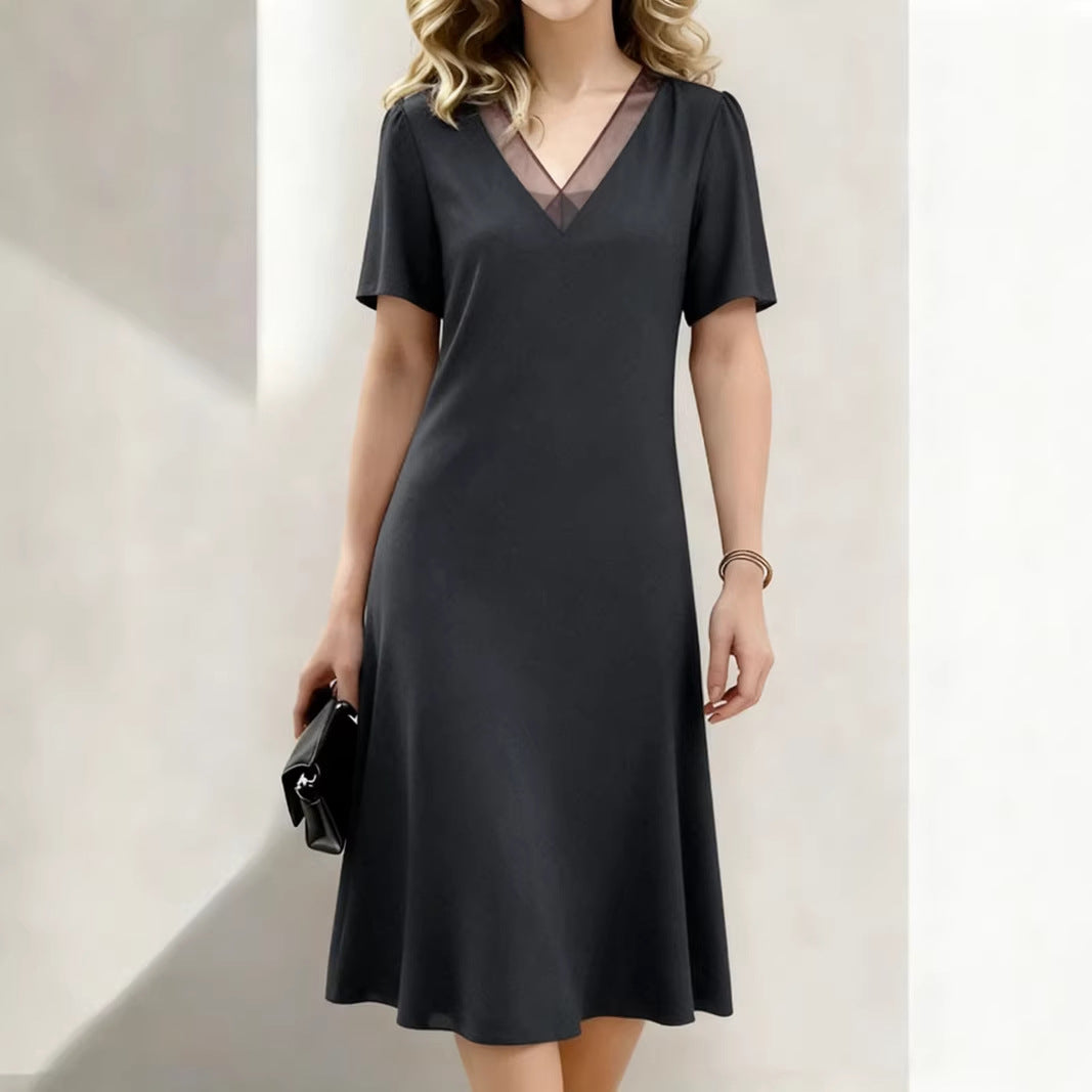 Brina - Abito midi con scollo a V e maniche corte