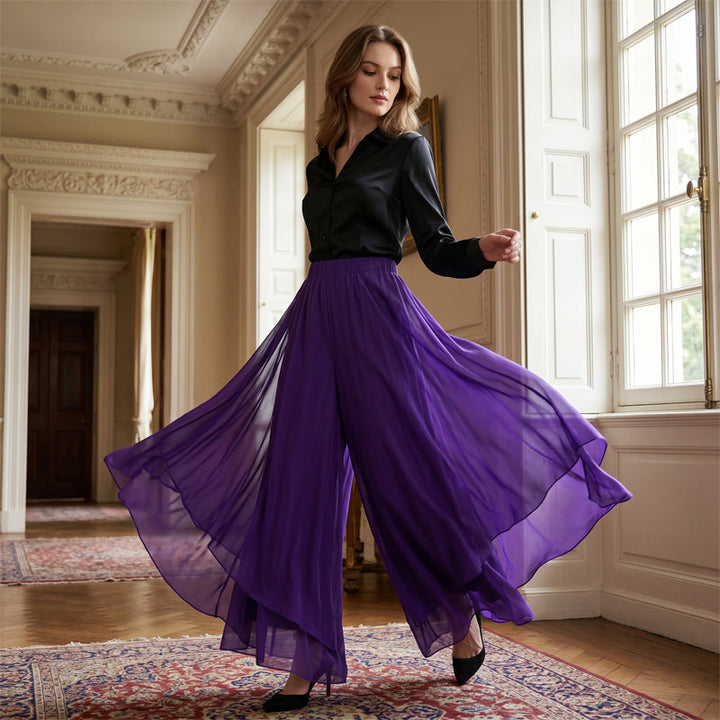 Hope - Pantaloni palazzo con sovrapposizione in chiffon