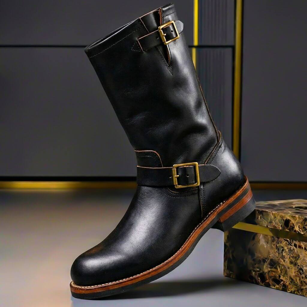 Gideon - Stivali in pelle con fibbia vintage