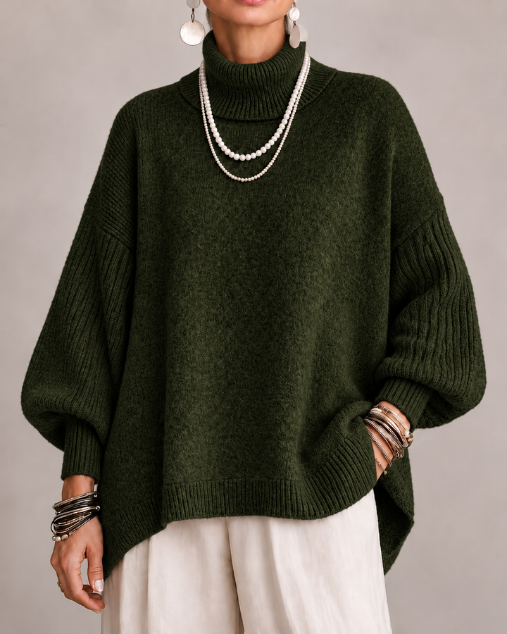 Sorcha - Maglione a collo alto drappeggiato dalla vestibilità relaxed