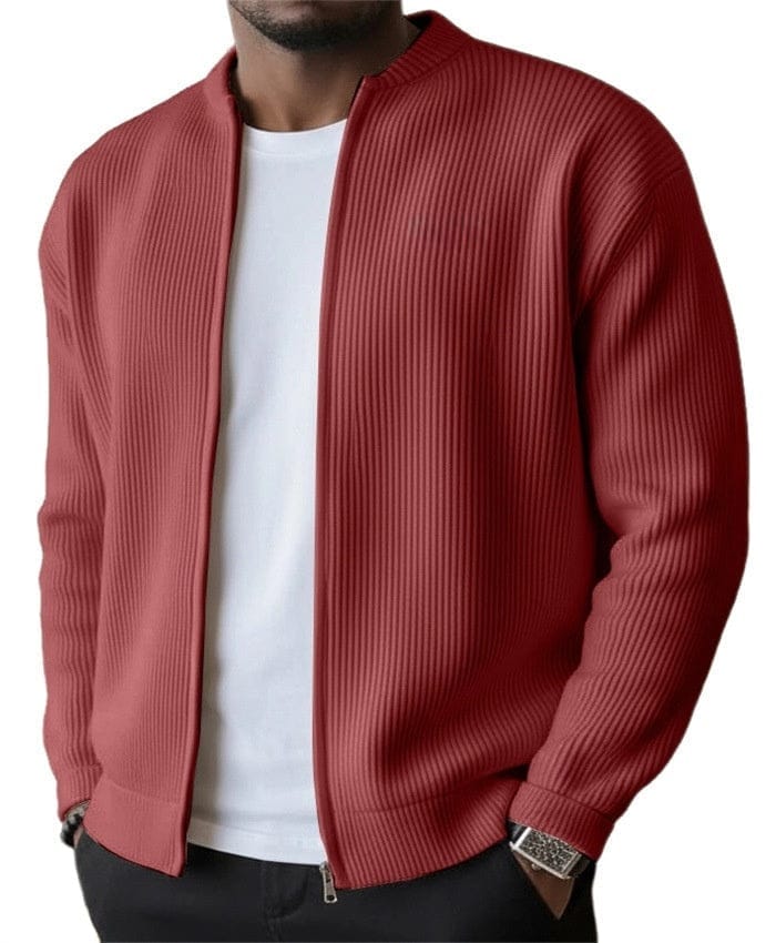 Foster - Cardigan a coste con zip frontale