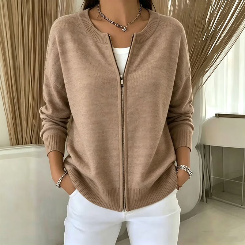 Xyla - Giacca in tricot con zip, fit rilassato