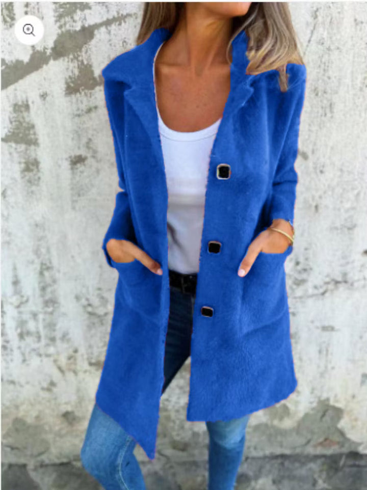 Fia - Cappotto lungo con bottone frontale effetto Soft Touch