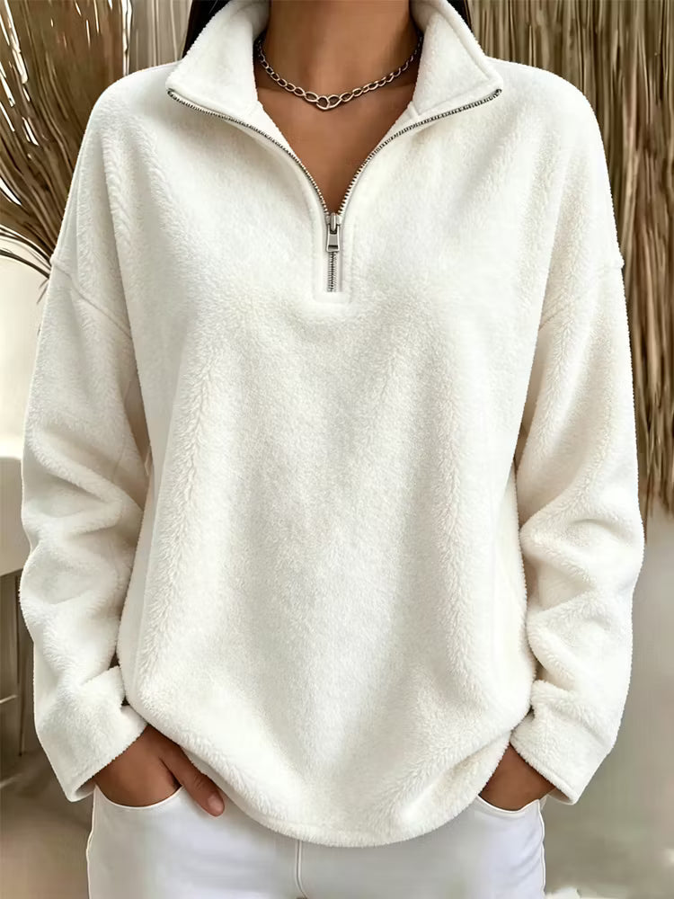 Tiana - Felpa in Fleece a collo alto, vestibilità rilassata