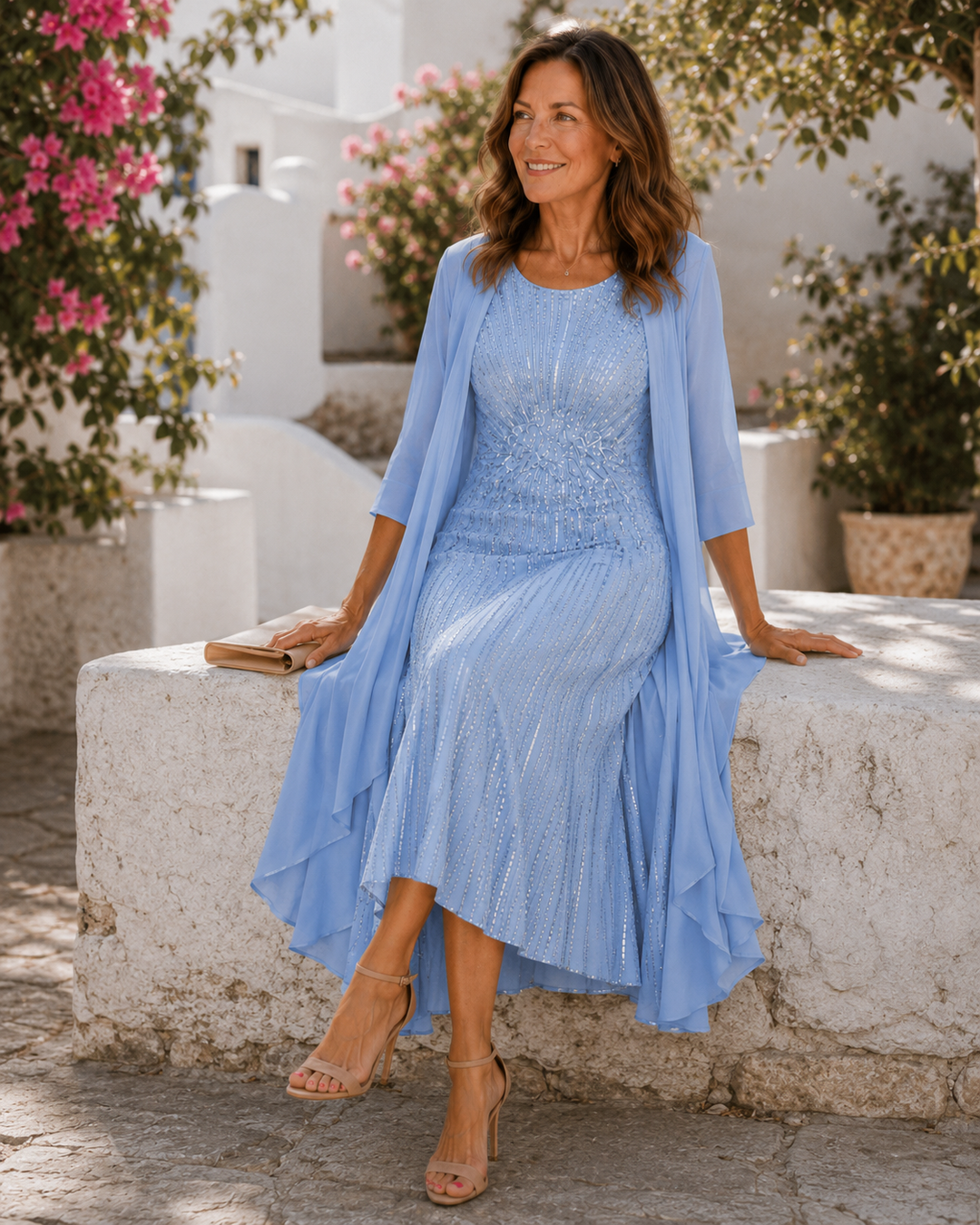 Ardelisse - Coordinato elegante con abito lungo e cappotto