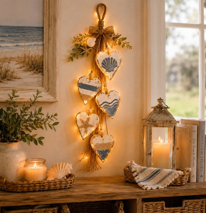 Alinora - Decorazione da parete con frange a cuore effetto invecchiato