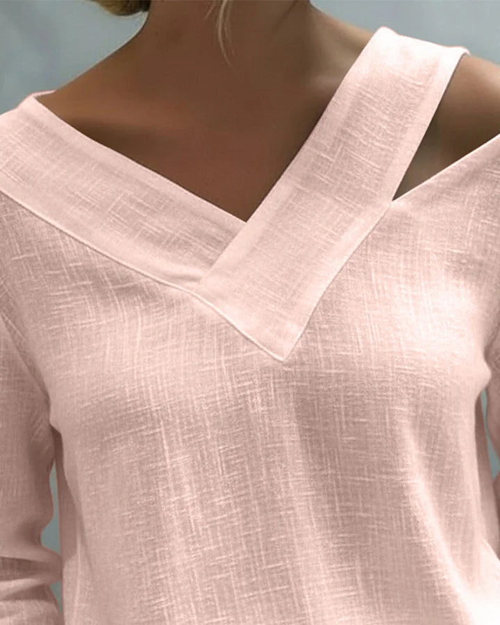 Calira - Top a spalle scoperte con scollo a V e tocco morbido