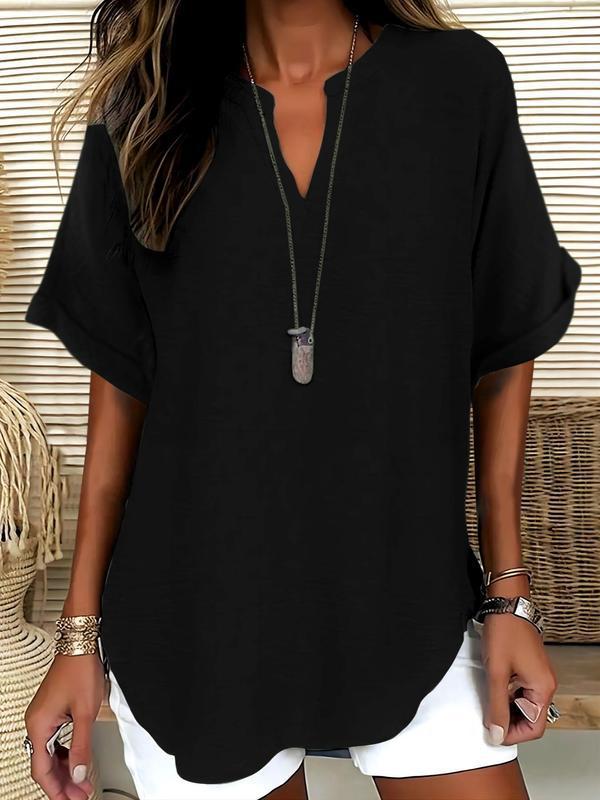 Xalina - Blusa con scollo a V, morbida al tatto