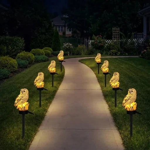 Amora - Lampada da giardino decorativa a forma di gufo