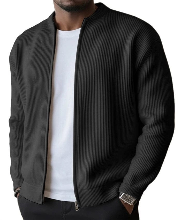 Foster - Cardigan a coste con zip frontale