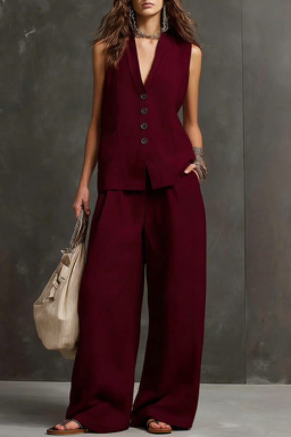 Heloise - Coordinato traspirante con gilet e pantaloni a gamba larga