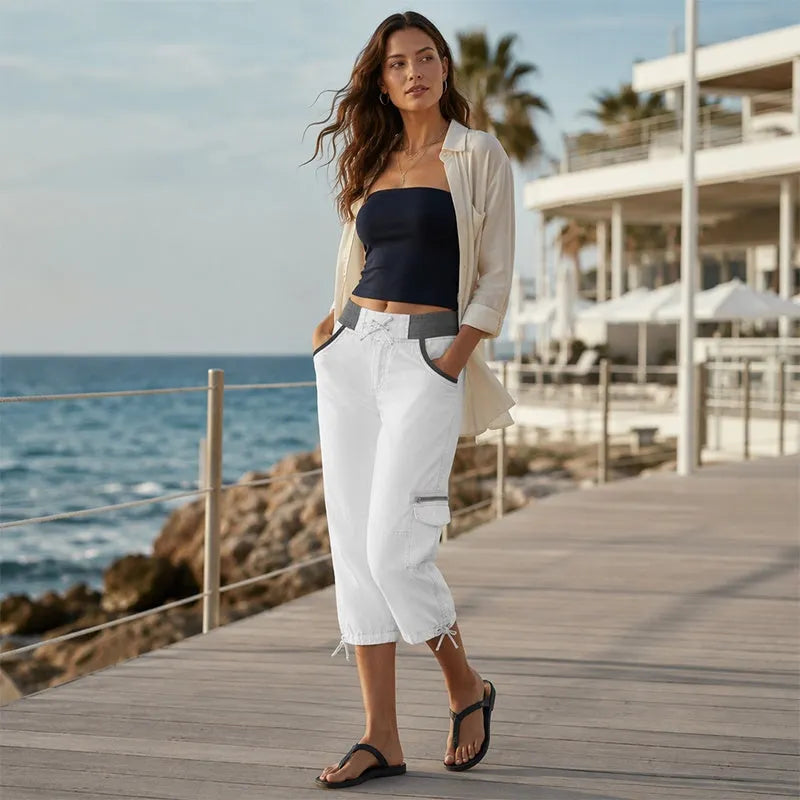 Astrelia - Pantaloni capri cargo utility