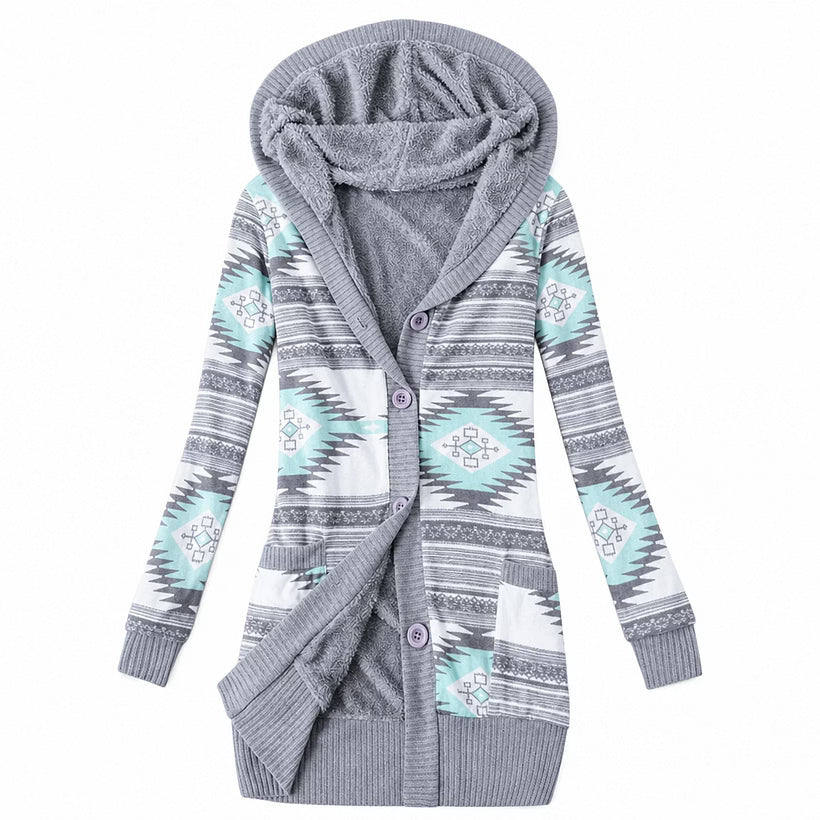 Ines - Cardigan termico con cappuccio