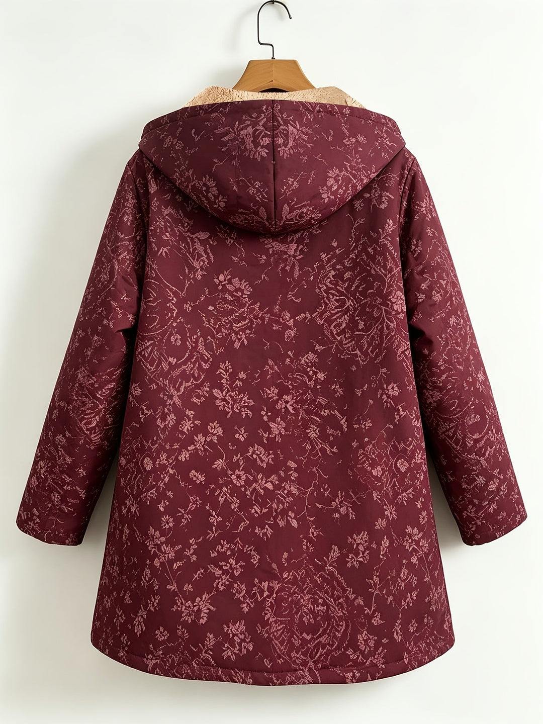Runa - Cappotto lungo con cappuccio floreale