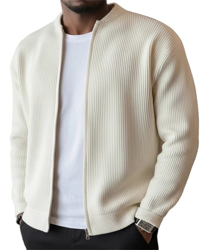 Foster - Cardigan a coste con zip frontale