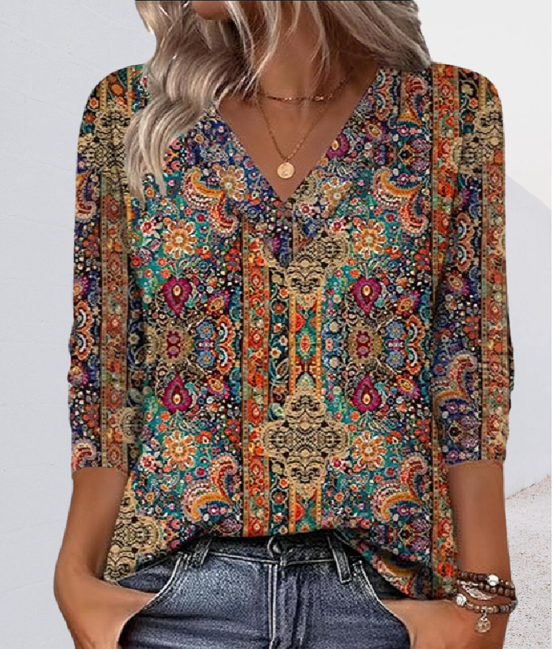Lenora - Blusa con scollo a V morbida al tatto