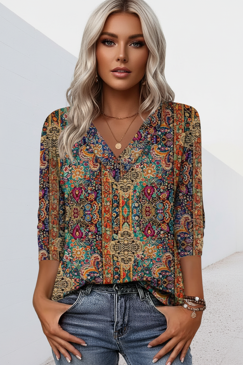 Lenora - Blusa con scollo a V morbida al tatto