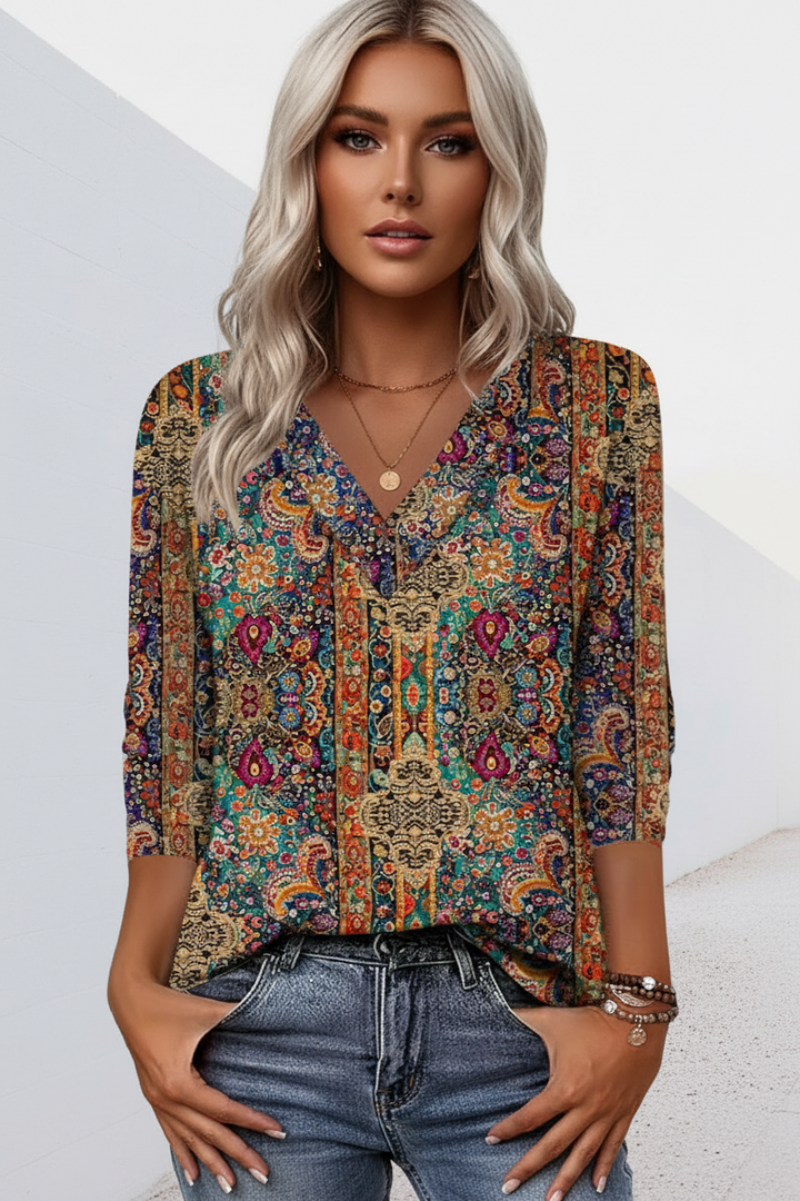 Lenora - Blusa con scollo a V morbida al tatto