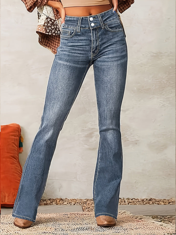 Evarra - Jeans svasati a vita alta con morbido stretch