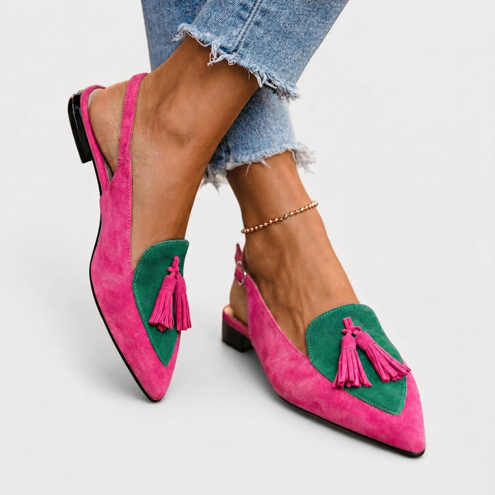 Margot - Sandali slingback con frange e tocco morbido