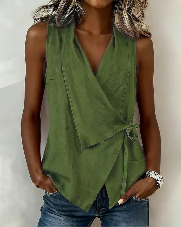 Farren - Blusa a portafoglio smanicata