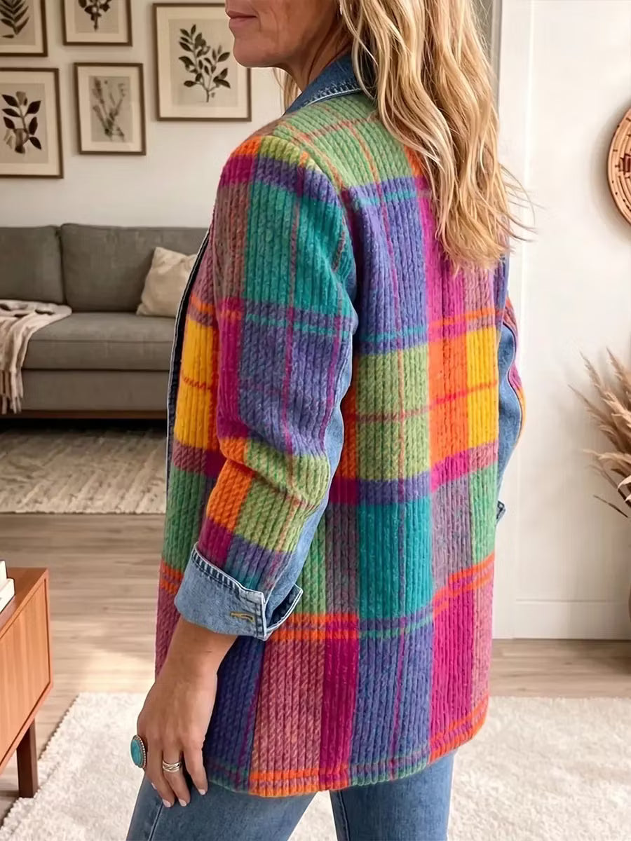 Sasha - Giacca in denim a quadri multicolor