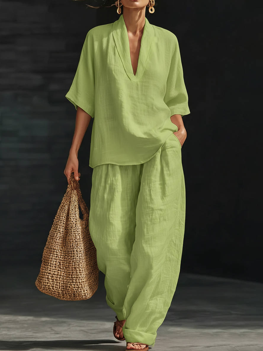 Noressa - Coordinato a due pezzi in lino easy-chic