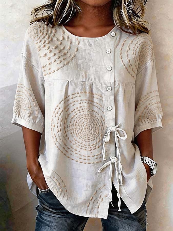 Kalliope - Blusa casual con chiusura frontale a bottoni