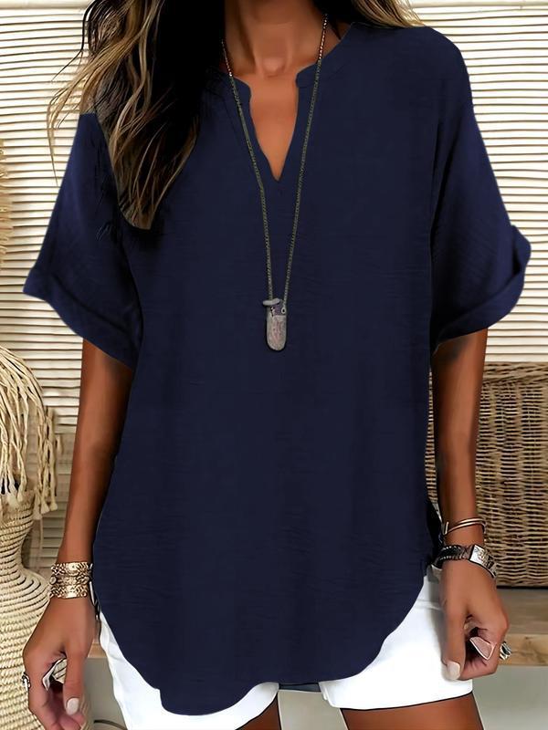 Xalina - Blusa con scollo a V, morbida al tatto