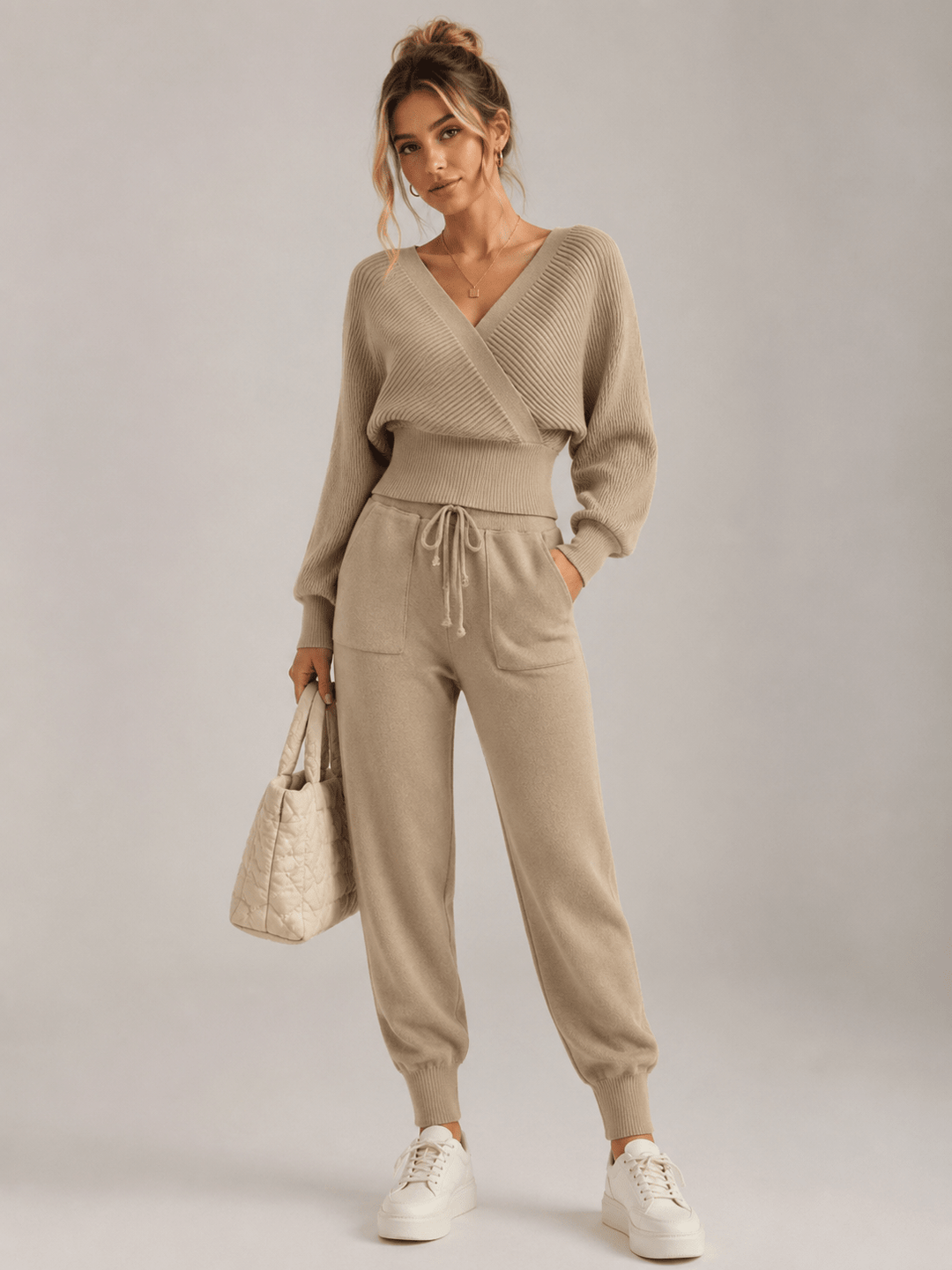 Adelyra - Coordinato loungewear due pezzi a costine