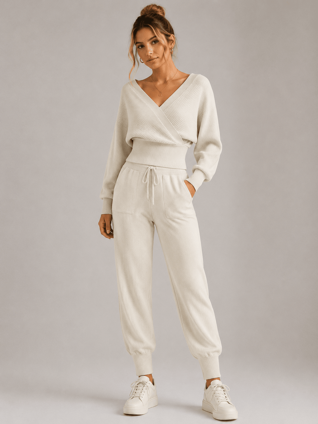 Adelyra - Coordinato loungewear due pezzi a costine