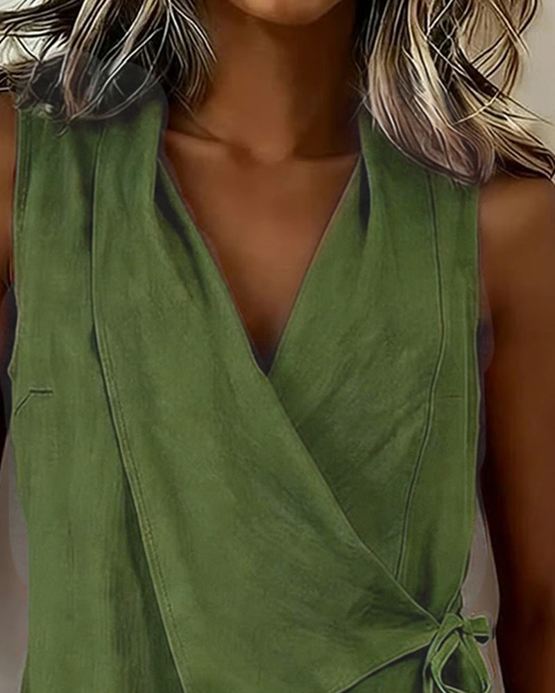 Farren - Blusa a portafoglio smanicata