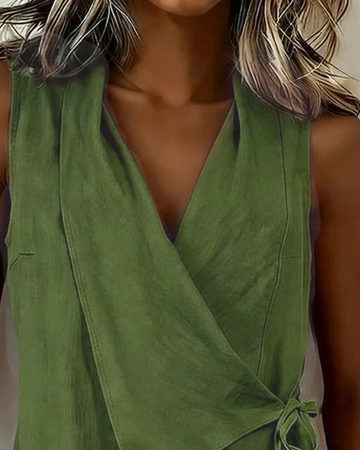 Farren - Blusa a portafoglio smanicata
